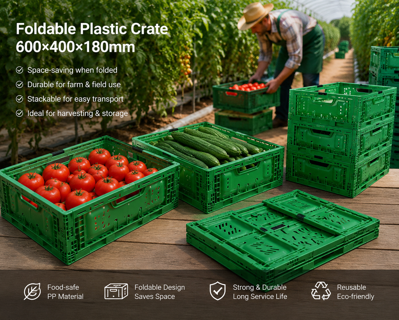 Ultimi blog aziendali su How 600×400 Foldable Plastic Crates Improve Efficiency from Farm Harvesting to Export Distribution