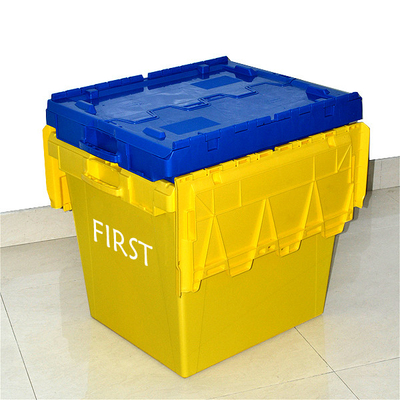 comprare Scatole di trasloco con coperchio attaccato Impilazione di contenitori pesanti per nidificazione Casse 760x570x620mm riciclabili fabbricazione online
