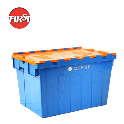 comprare Casella massiccia Cassa blu di stoccaggio mobile Cassa di plastica con coperchio a piega Cassa di nidificazione 600*400*365mm fabbricazione online