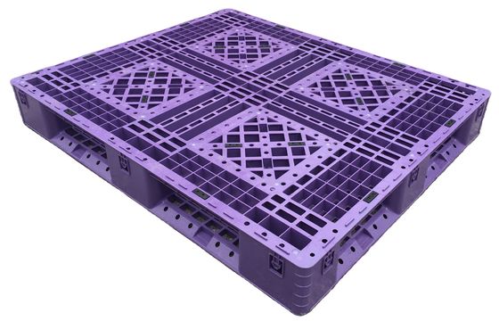 comprare Palleti in plastica blu impilabili 1200x1000mm stile a ingresso a quattro vie a facciata singola fabbricazione online