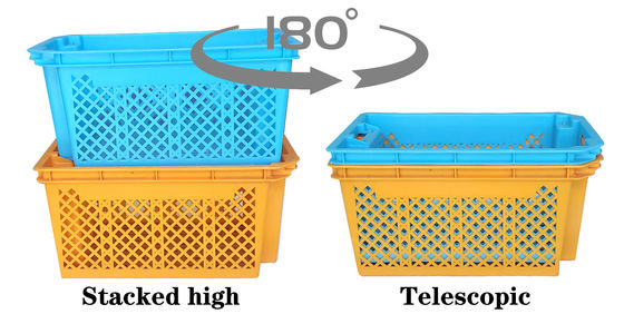 comprare Stack And Nest Crate Supplier OEM Reversible Plastic Crate Agricultural Harvesting Supermarket Crate fabbricazione online