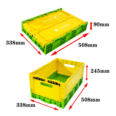 comprare Casse di plastica colorate per immagazzinamento pesanti di tipo PP, pieghevoli, dimensioni 508x338x100 mm fabbricazione online
