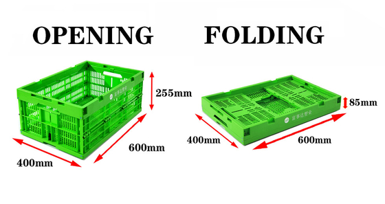 comprare 600*400*255mm Cassa di stoccaggio pieghevole Casse di plastica pieghevoli per frutta e verdura fabbricazione online