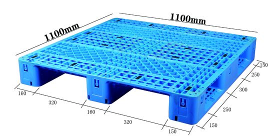 comprare 1100×1100 Pallet di plastica a tre corridori HDPE per magazzini e logistica fabbricazione online