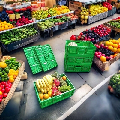 comprare Cassa di stoccaggio PP impilabile Cassa pieghevole di plastica Cesto di verdura grande fabbricazione online