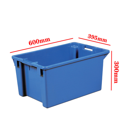 600x400x300mm Scatole di plastica per immagazzinamento Rectangular Solid Nestable Crate Moving Turnover Totes