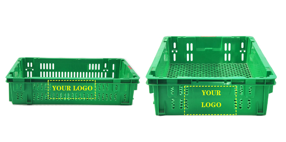 Cassa di plastica instabile a maglia Scatole di riciclaggio di plastica Cassa di conservazione di frutta impilabile